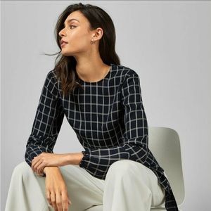 Ted Baker Toulaa Checked Tie Waist Top Dark Blue